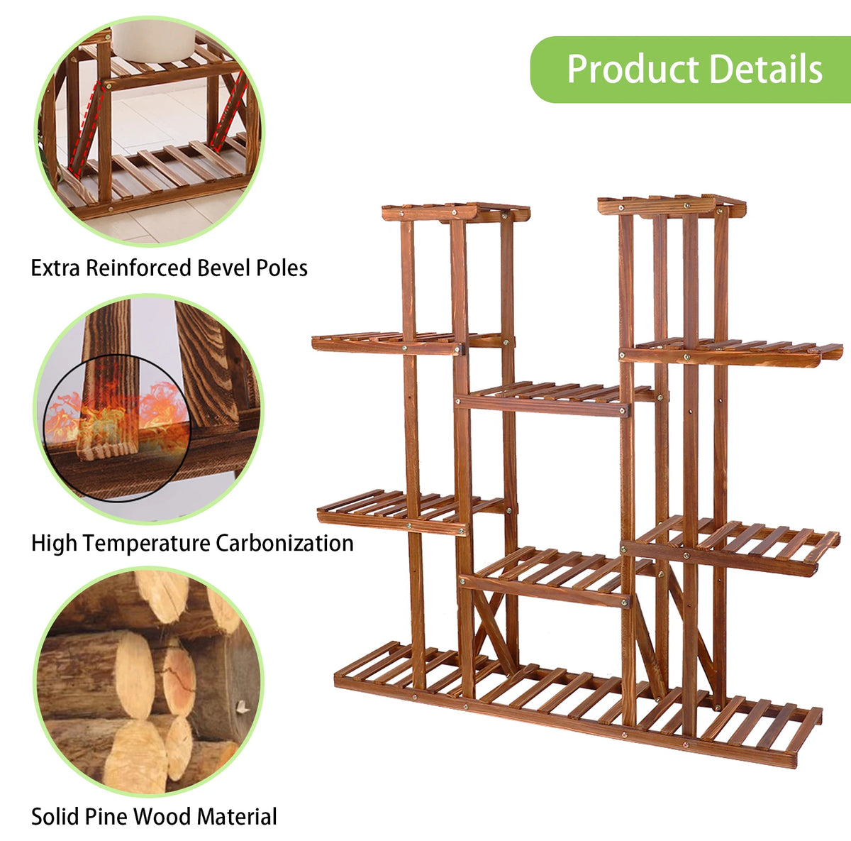 Wisfor Wooden Multi Tier Plant Stand For Indoor Use