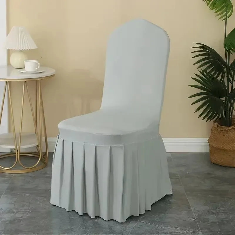 50/100pcs Pleated Skirt Spandex Chair Cover Hotel Banquet Party Events Wedding Decoration Dining Room Seat Protector Covers