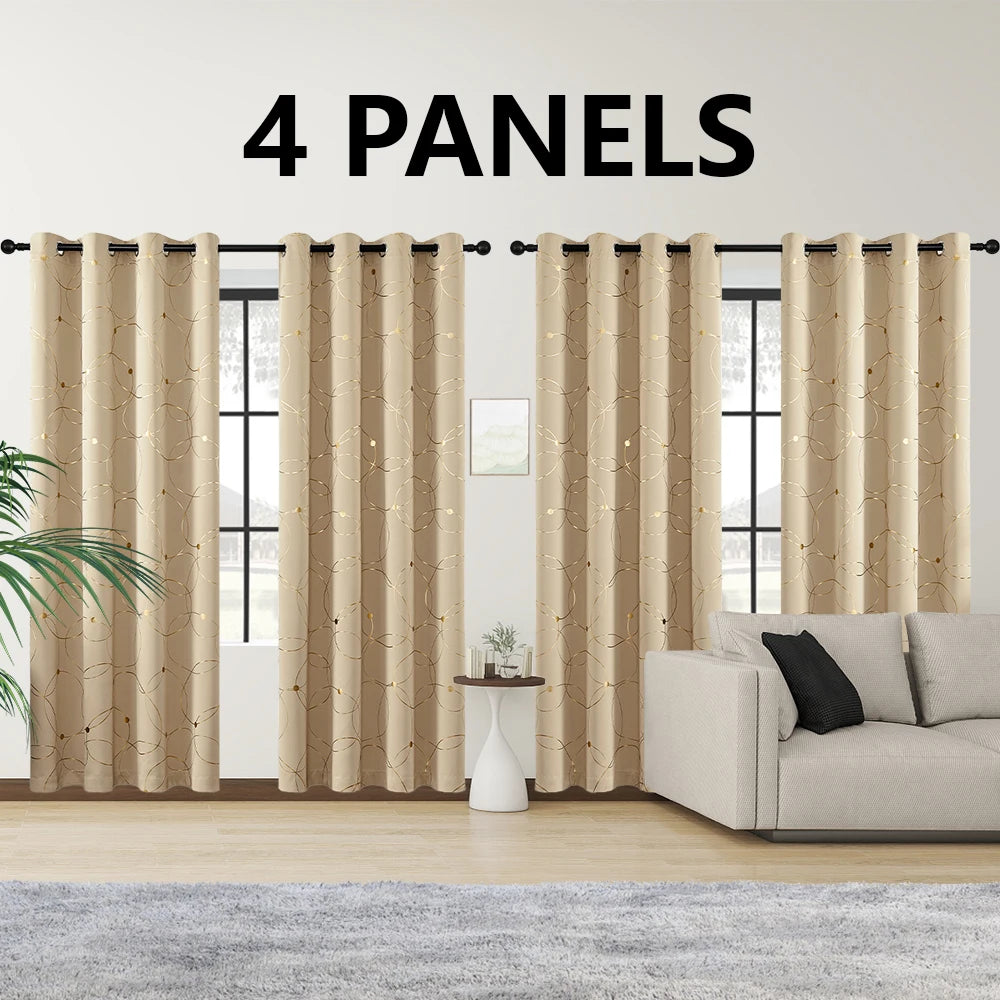 Four Panel Blackout Curtains Grommet Thermal Insulated