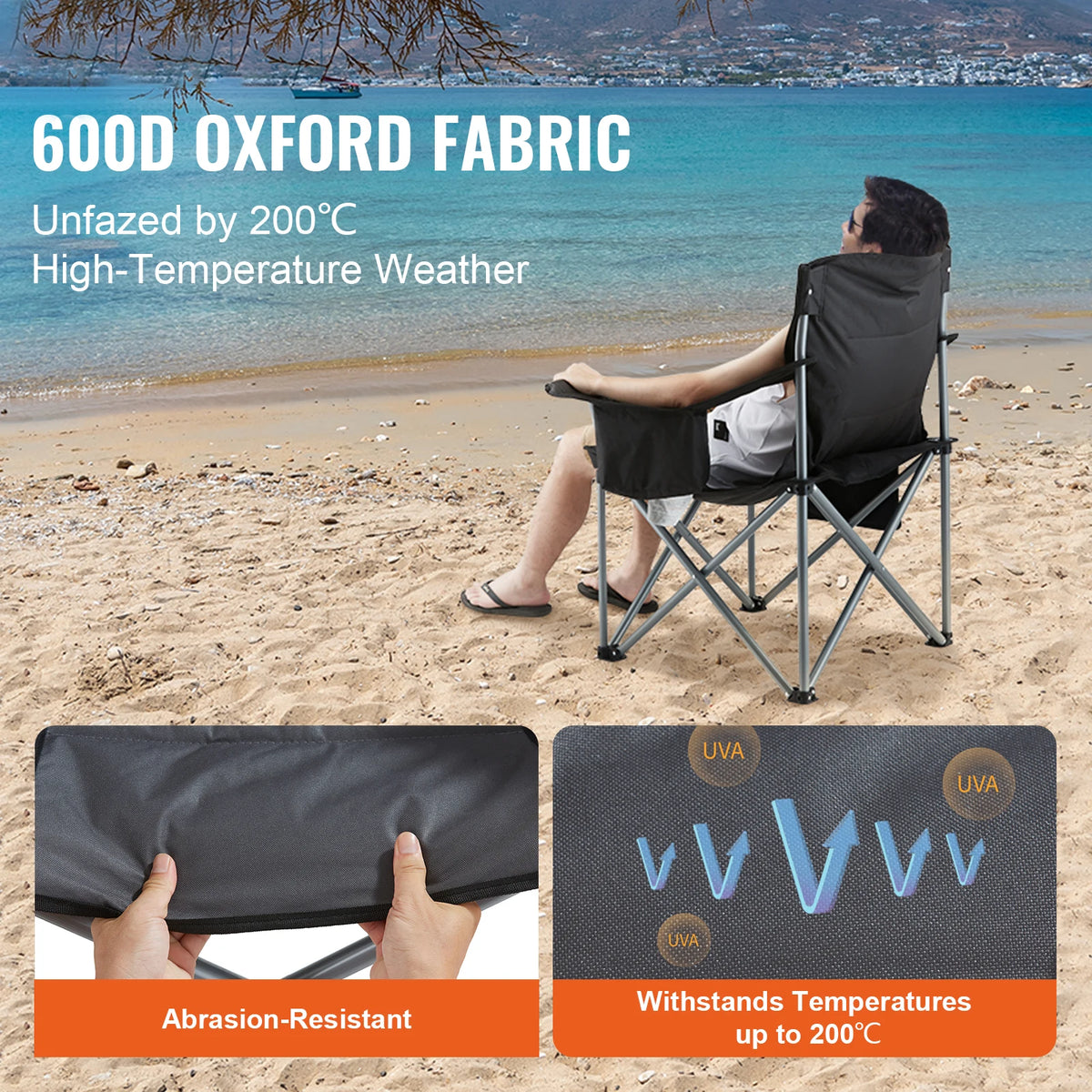 Vevor Portable Camping Folding Chair With Side Pockets
