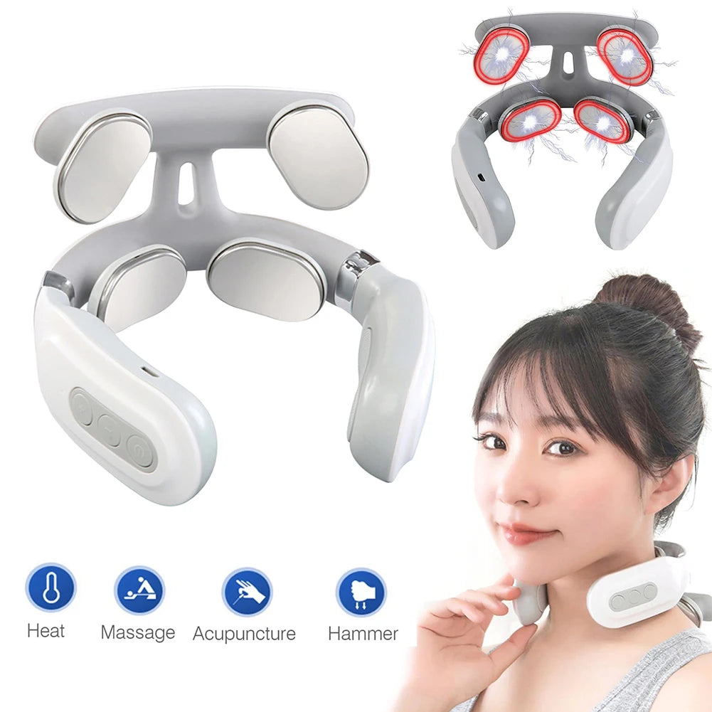 4 Head Pulse Neck Massager With USB Rechargeable