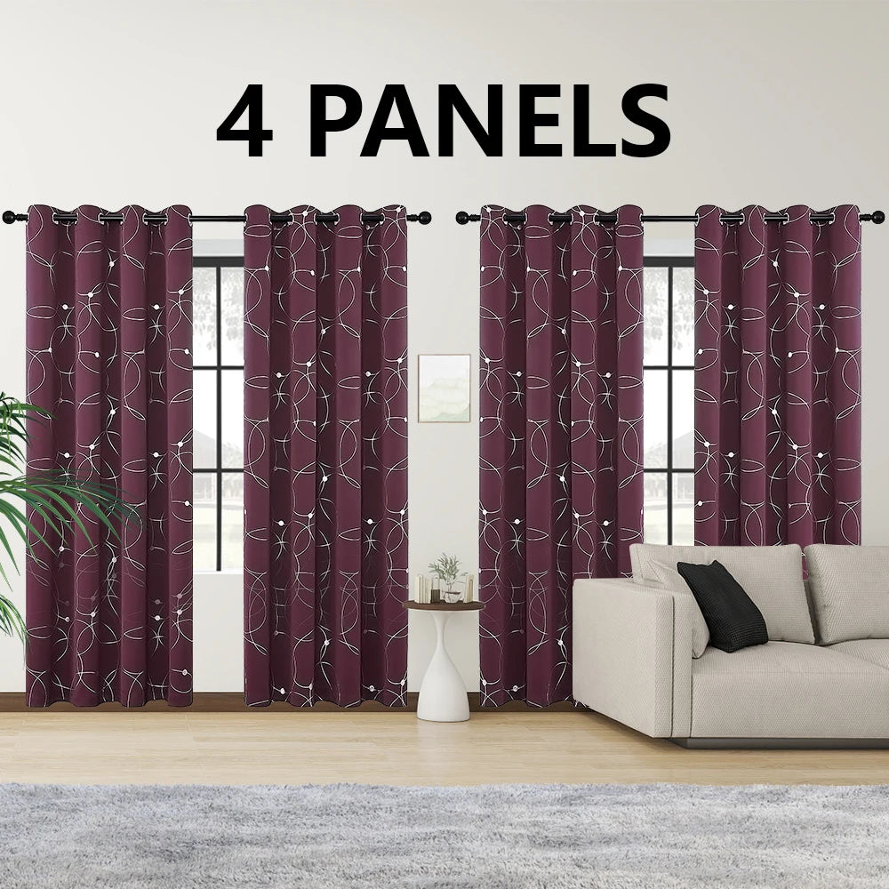Four Panel Blackout Curtains Grommet Thermal Insulated