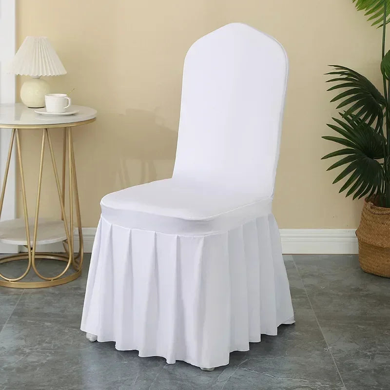 50/100pcs Pleated Skirt Spandex Chair Cover Hotel Banquet Party Events Wedding Decoration Dining Room Seat Protector Covers
