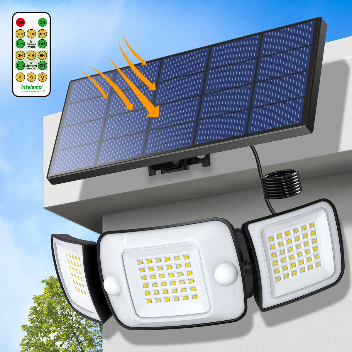 Intelamp Dual Sensor Solar Outdoor Wall Light