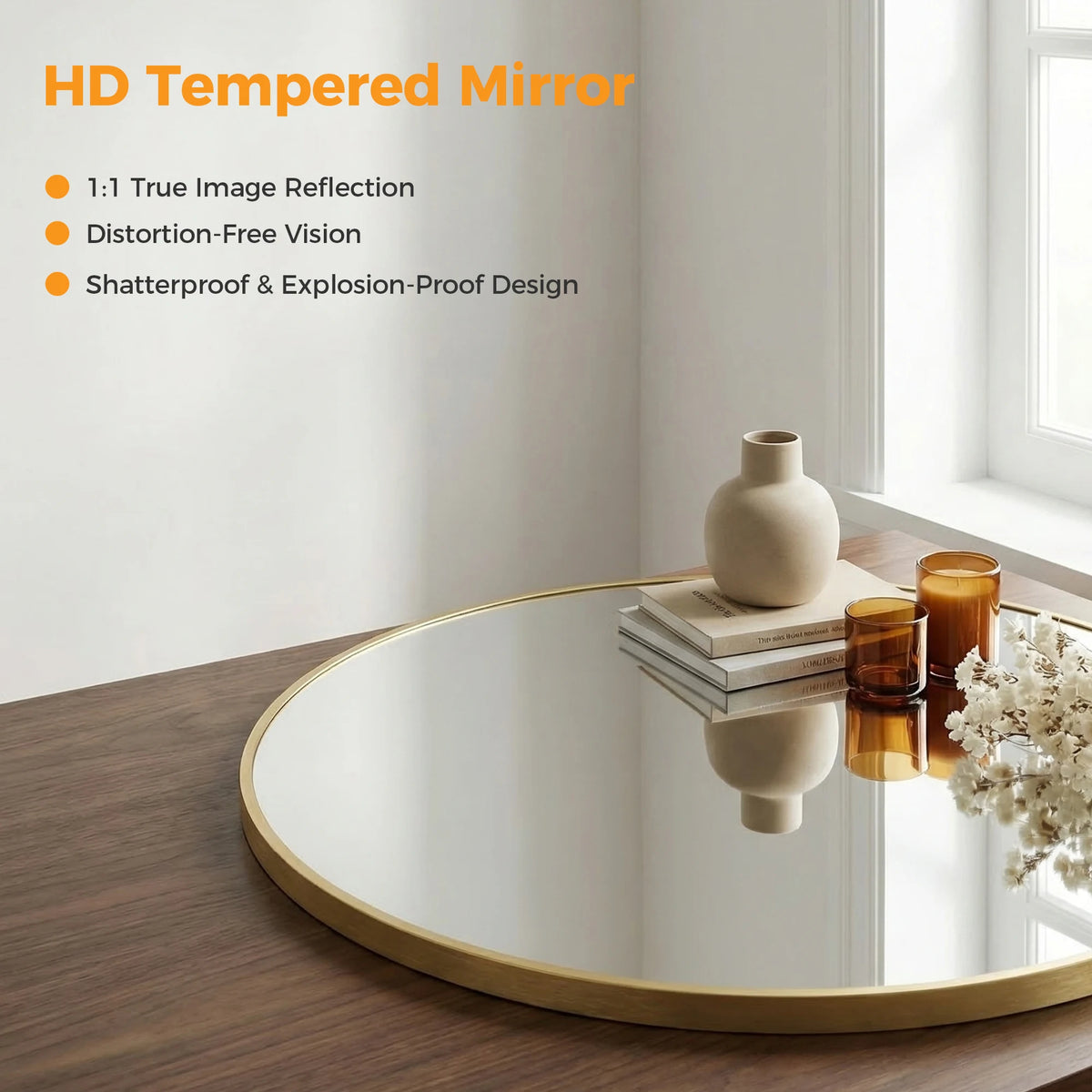 MCQ Round Wall Mirror 20 Inch to 30 Inch Shatterproof Design Bathroom Mirrors for Over Sink Wall Decor for Bathroom Entryway Bedroom