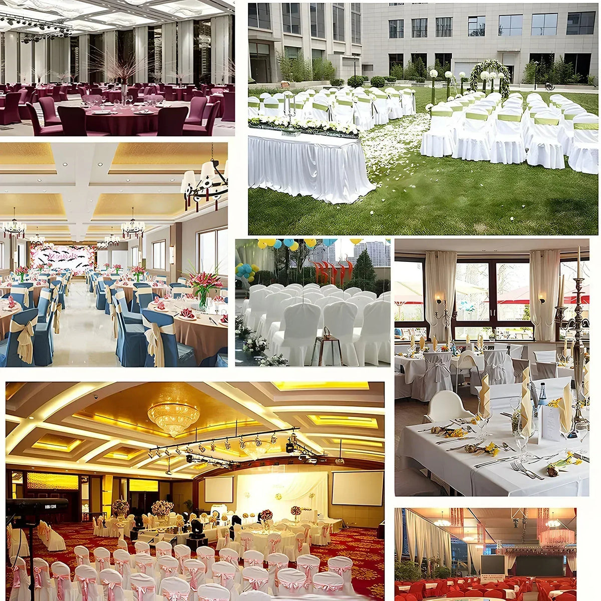 50/100pcs Pleated Skirt Spandex Chair Cover Hotel Banquet Party Events Wedding Decoration Dining Room Seat Protector Covers
