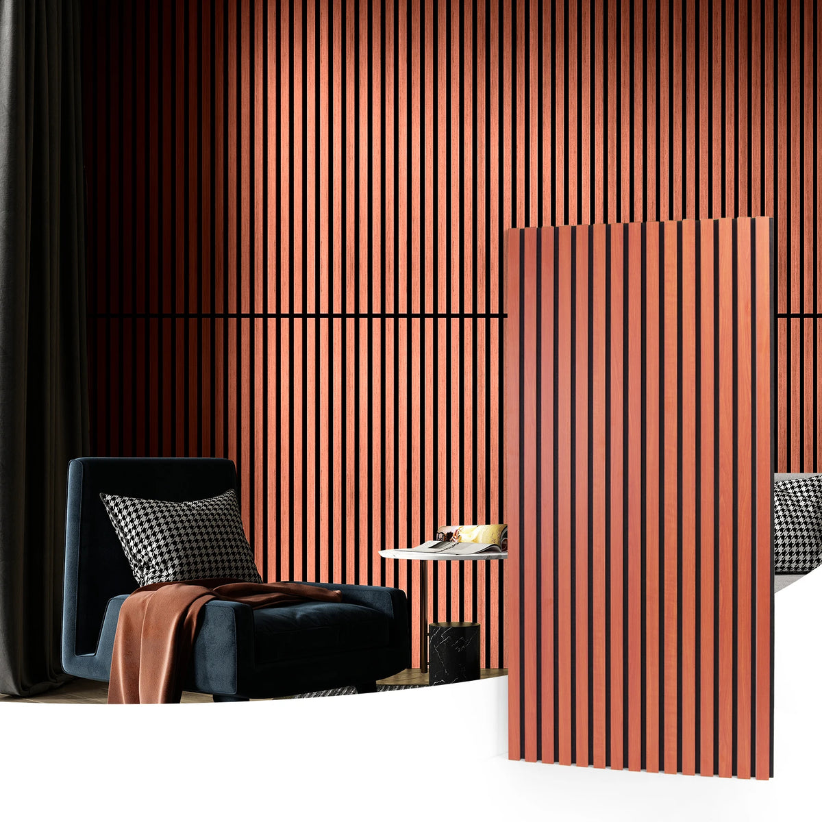 Art3d 2PCS Wood Slat Acoustic Panels 3D Fluted Sound Absorbing Wall Panel Home Decoration Use in Homes Offices Studios