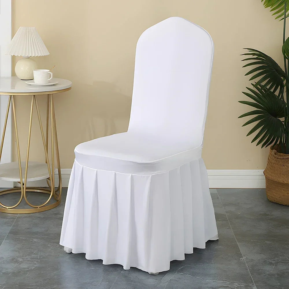 50/100pcs Pleated Skirt Spandex Chair Cover Hotel Banquet Party Events Wedding Decoration Dining Room Seat Protector Covers