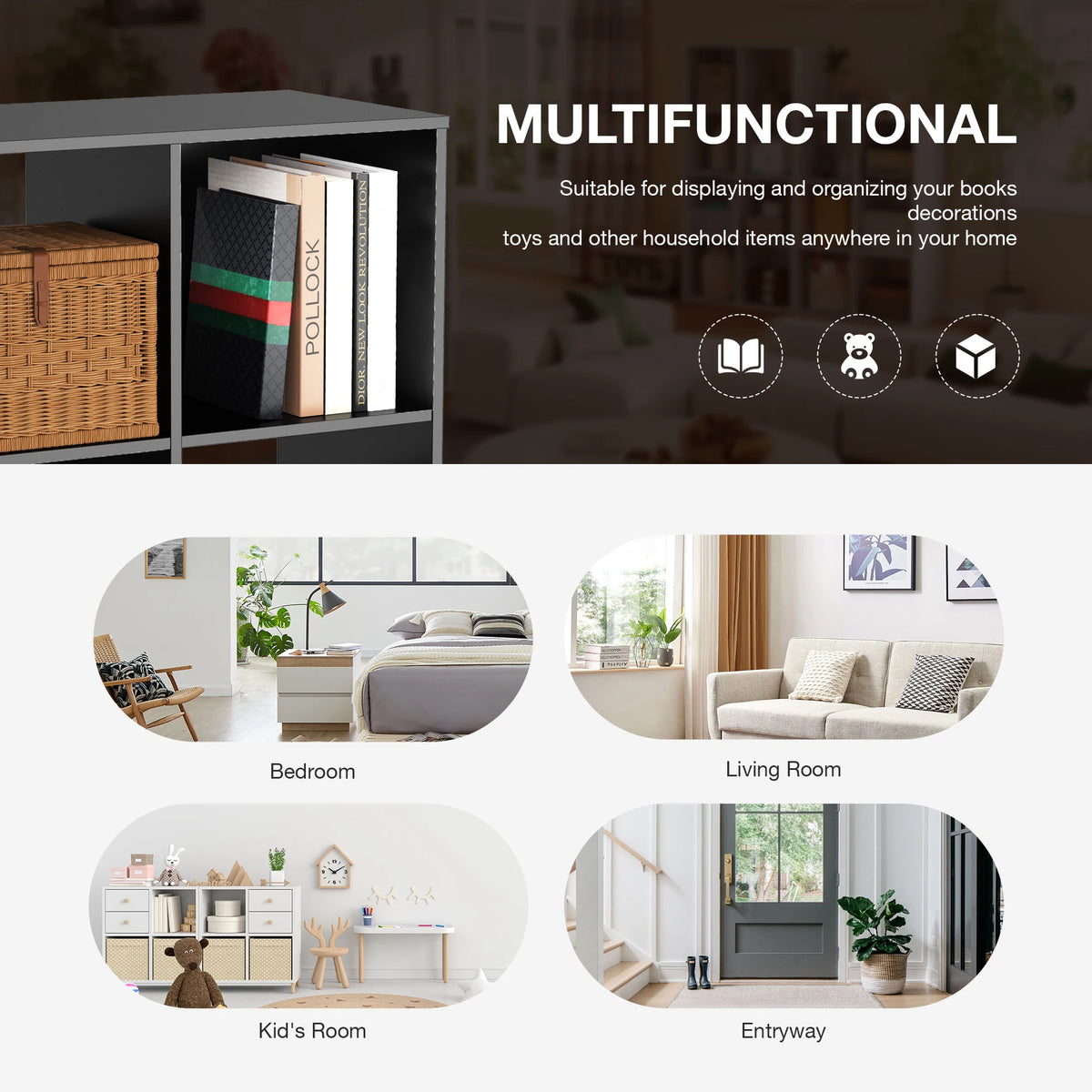 Jhk Modern Wooden Storage Bookcase For Office