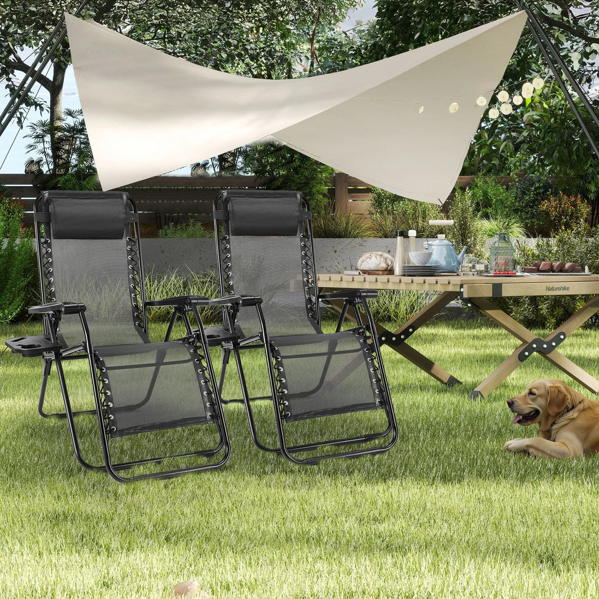 JHK Zero Gravity Outdoor Recliner Chair With Tray