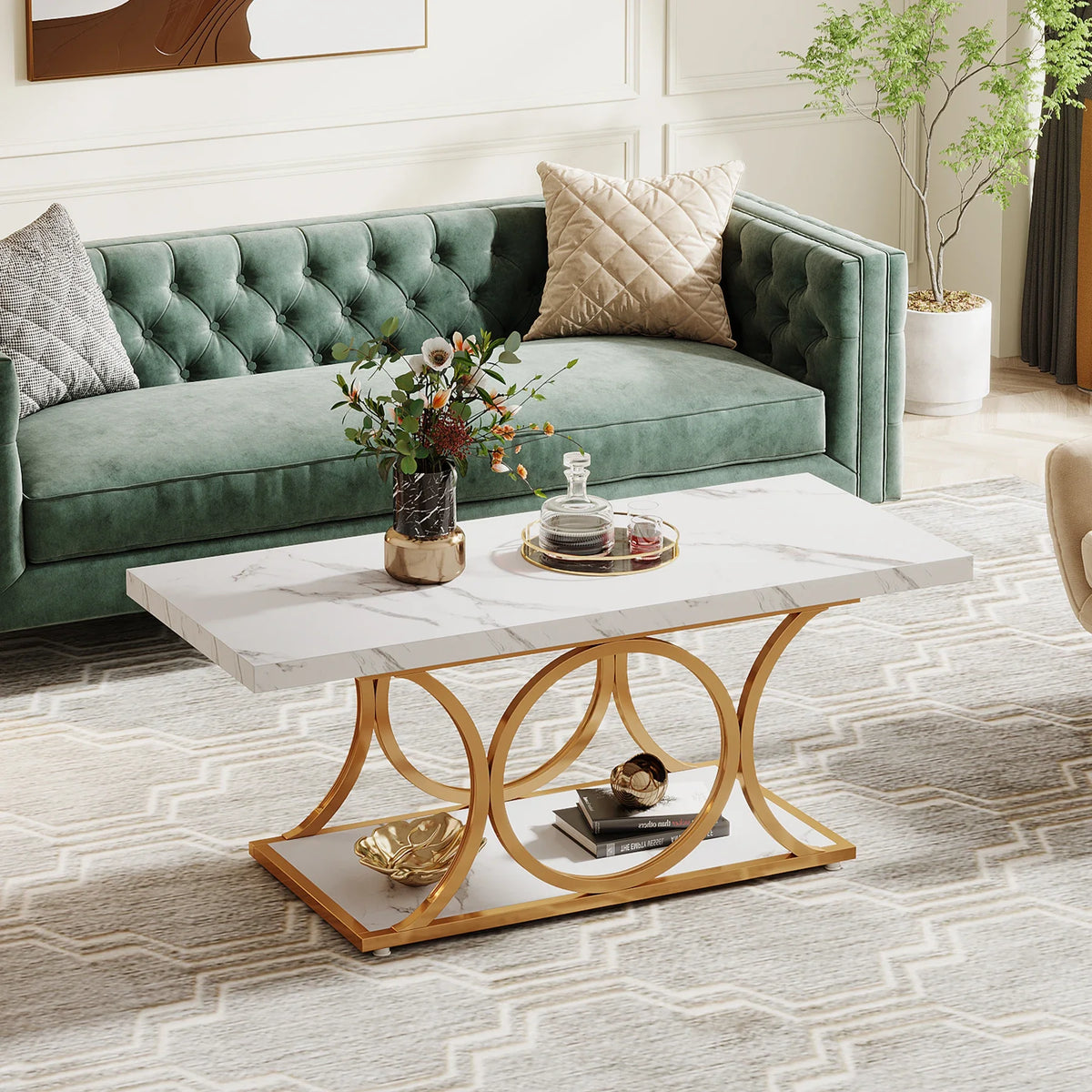 Tribesigns Modern Rectangle Wooden Coffee Table