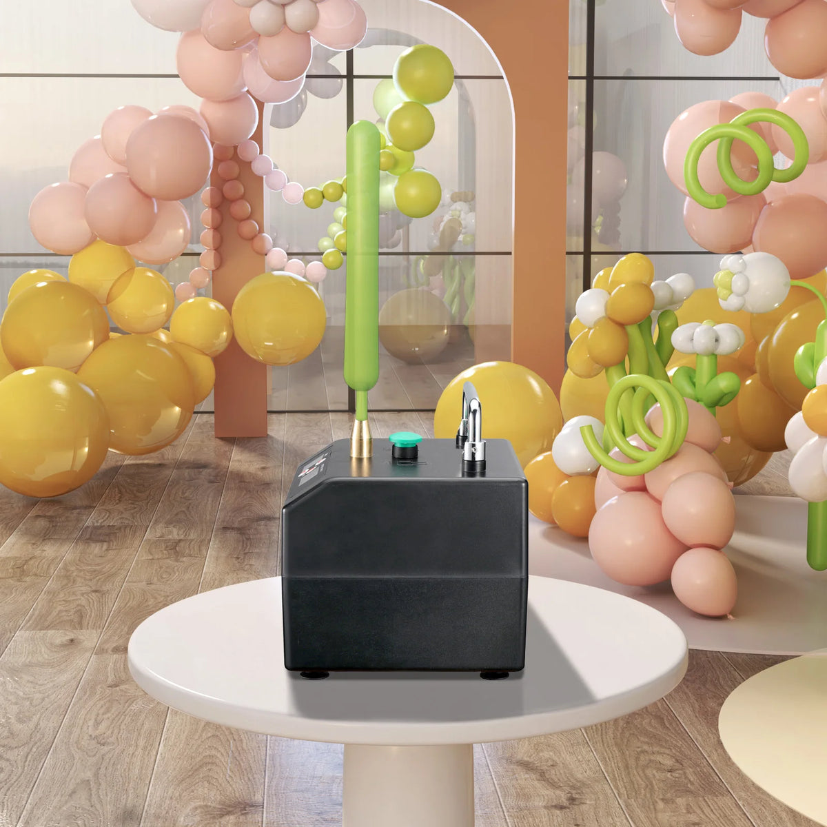 120W Electric Balloon Pump 110V-240V Balloon Inflator Copper Nozzle Air Blower with Battery Digital Timer and Counter for Party