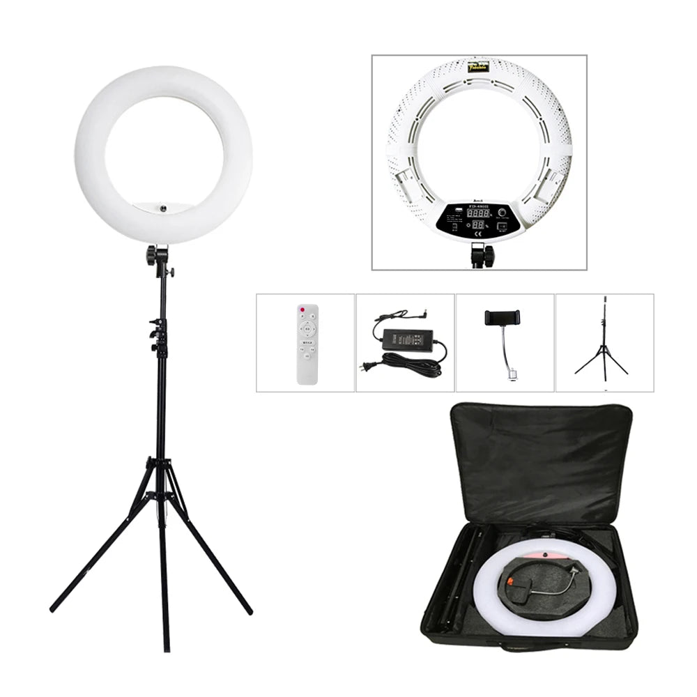 Yidoblo FD480II LED Light Ring Kit 18inch Bi-color 96w Selfie Light Video Ring Light Lamp with Stand Bag Led Makeup Light CRI95+
