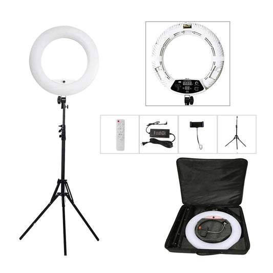 Yidoblo FD480II LED Light Ring Kit 18inch Bi-color 96w Selfie Light Video Ring Light Lamp with Stand Bag Led Makeup Light CRI95+