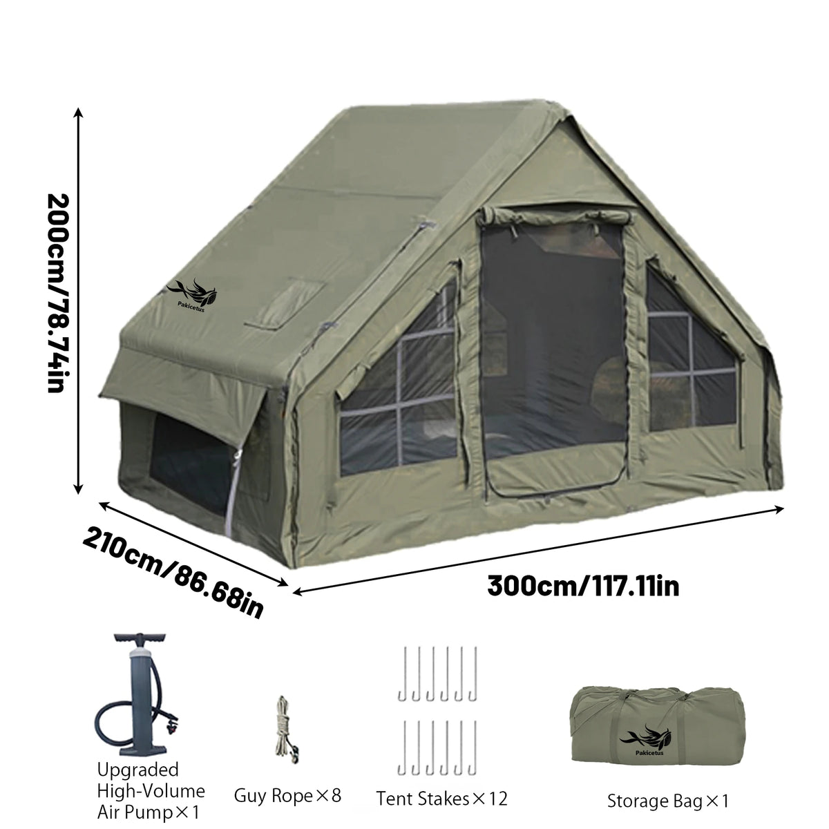 PAKICETUS Inflatable Camping Tent With Skylight and Air Pump