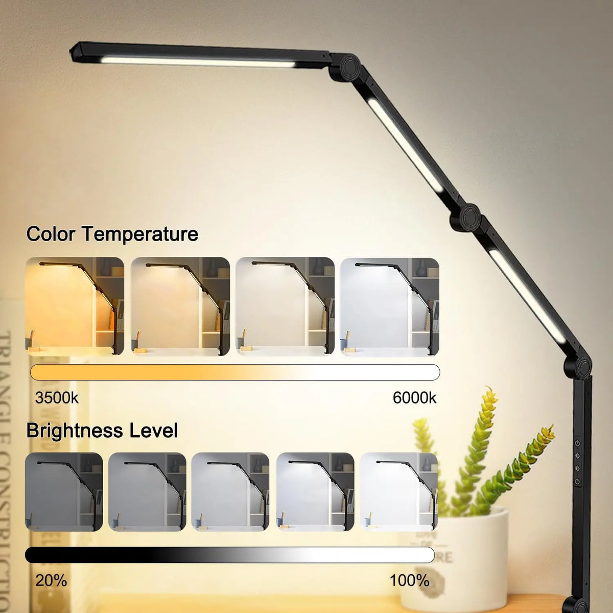 Modern Clamp Led Desk Lamp With Adjustable Swing Arm