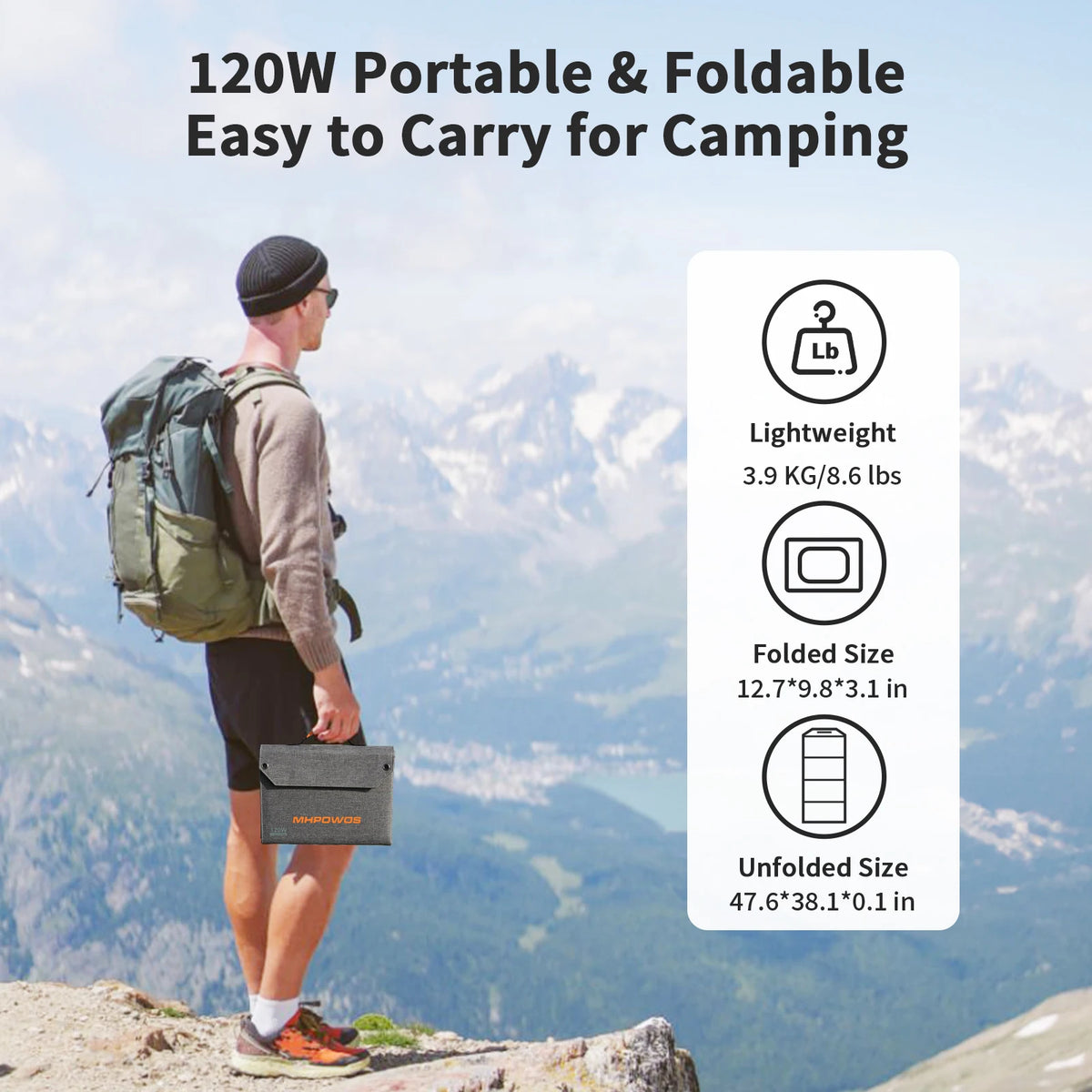 MHPOWOS 120W Foldable Solar Panel Portable Charger