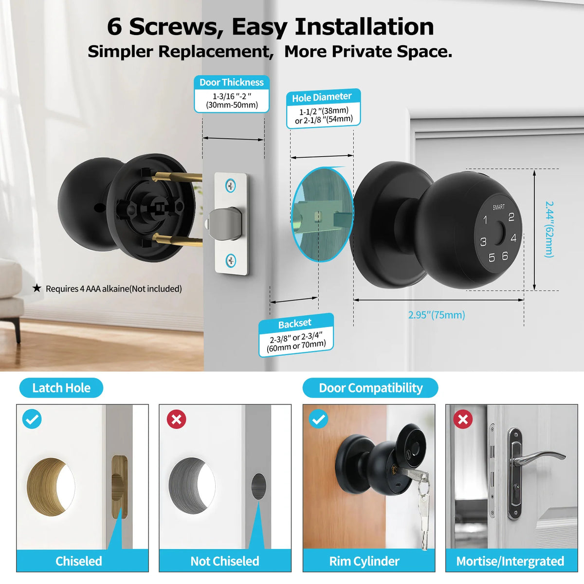 Viladepot Fingerprint Smart Lock For Interior Doors