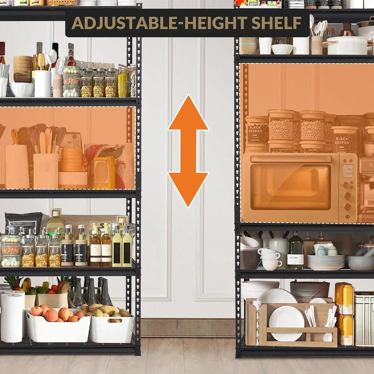 2500LBS 48“ Heavy Duty Storage Shelving Unit 5 Tier Adjustable Metal Garage Shelf Steel Storage Rack Organizer for Workshop Kitchen Pantry Basement Warehouse