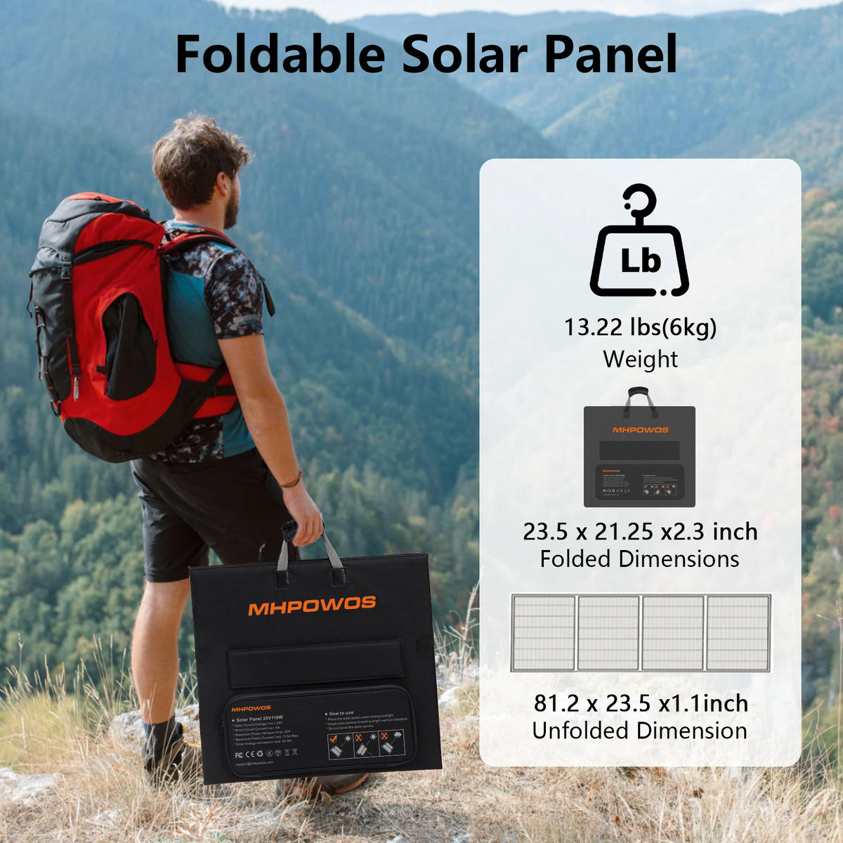 MHPOWOS 220W Foldable Monocrystalline Solar Panel