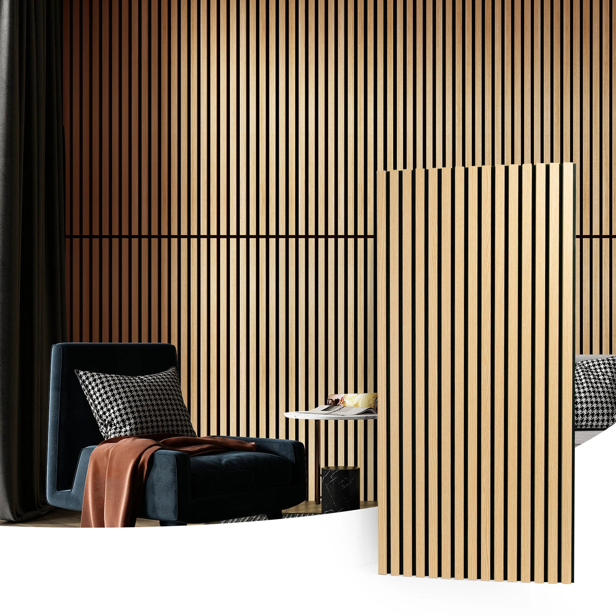 Art3d 2PCS Wood Slat Acoustic Panels 3D Fluted Sound Absorbing Wall Panel Home Decoration Use in Homes Offices Studios