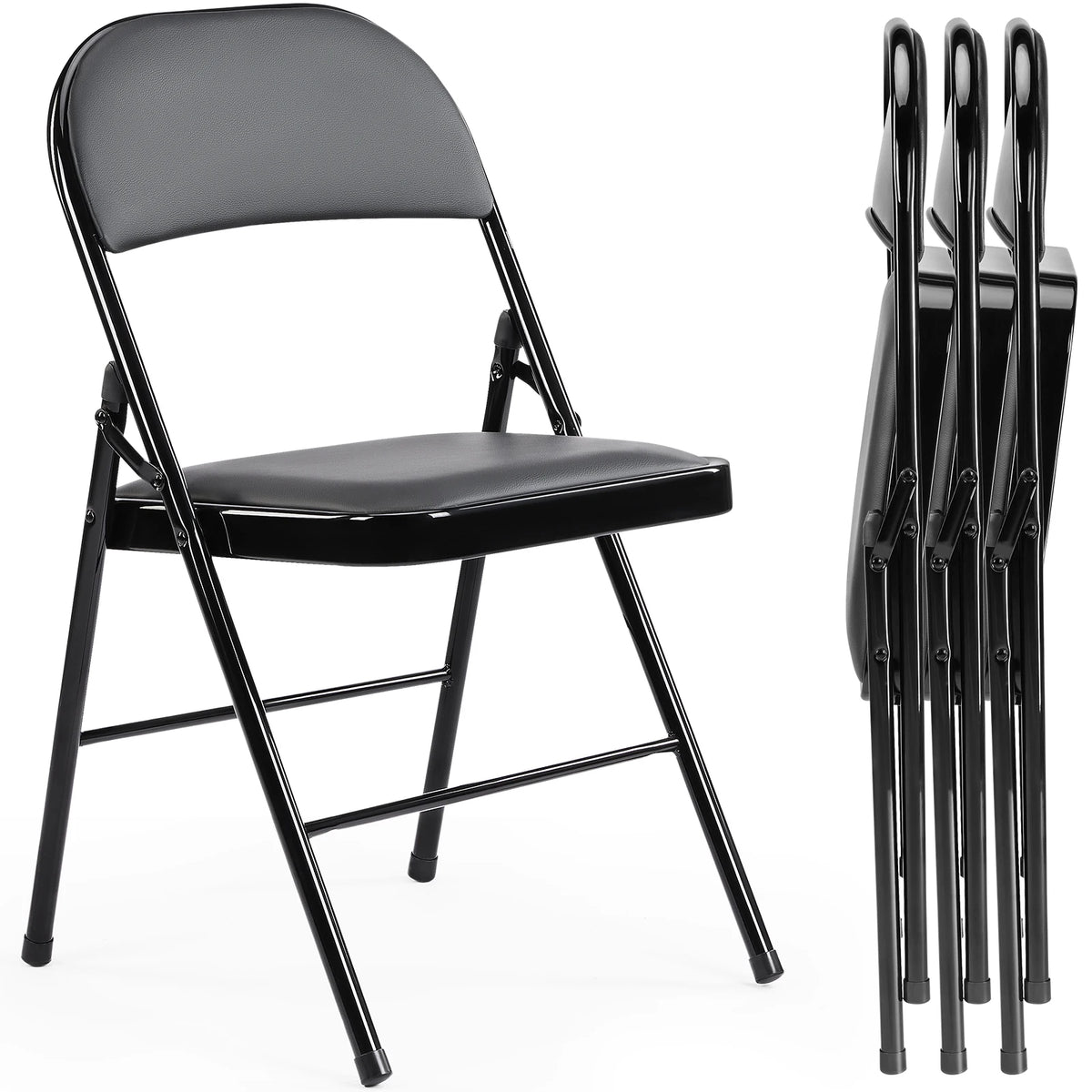 JHK Padded Folding Dining Chair With Metal Frame