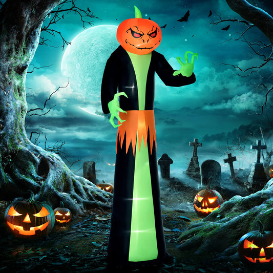 Homcom 9' Light up Pumpkin Inflatable Outdoor Halloween Yard Decoration W/ Led Lights