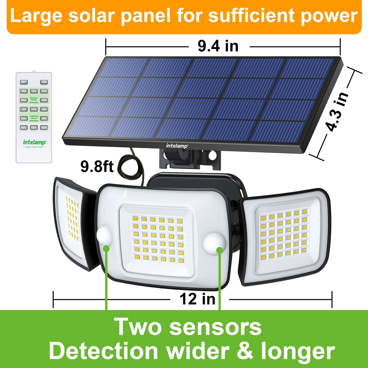 Intelamp Dual Sensor Solar Outdoor Wall Light