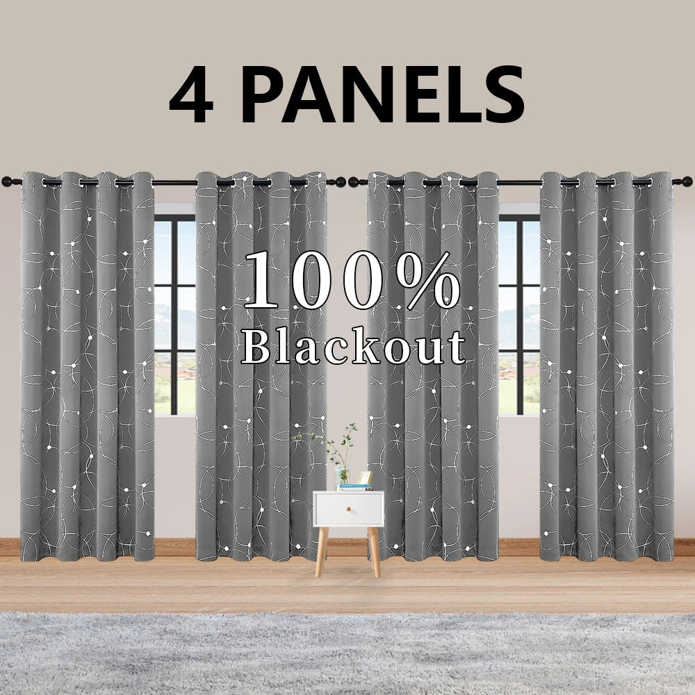 Four Panel Blackout Curtains Grommet Thermal Insulated
