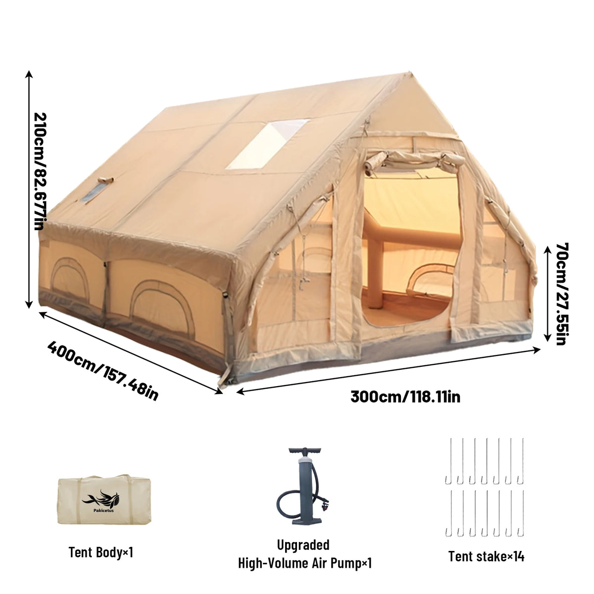 PAKICETUS Inflatable Camping Tent With Skylight and Air Pump