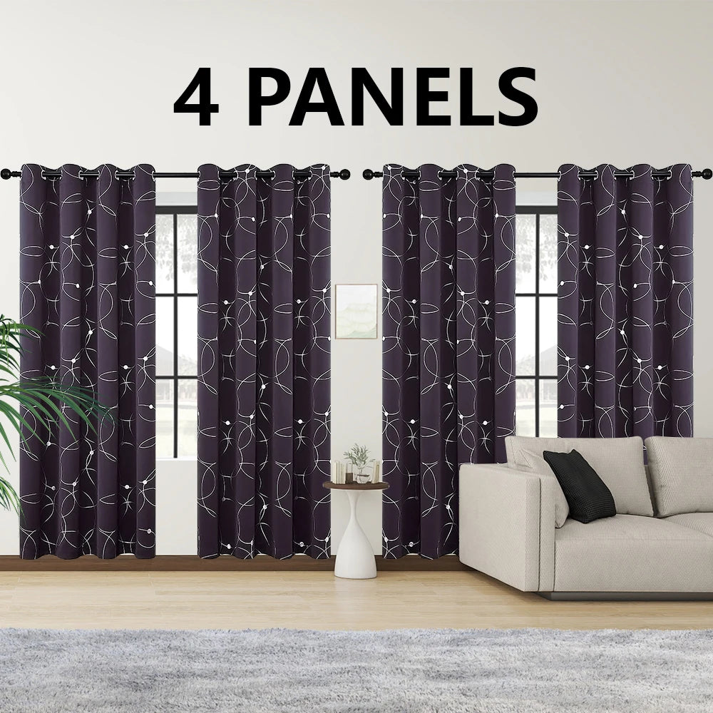 Four Panel Blackout Curtains Grommet Thermal Insulated