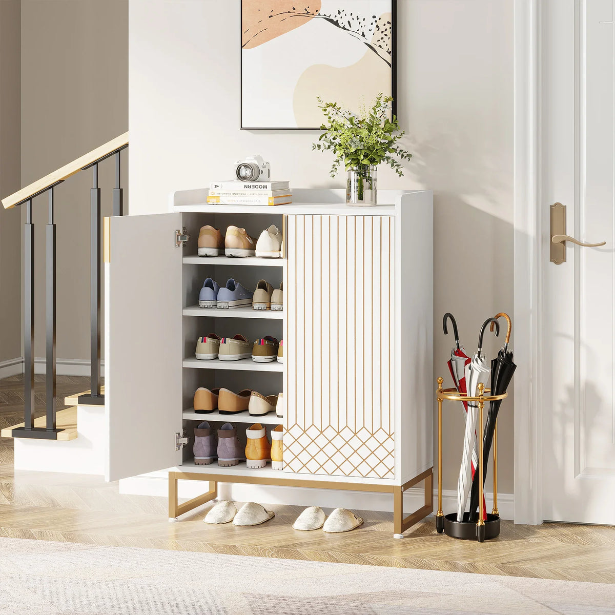 Tribesigns Modern Wood Shoe Cabinet