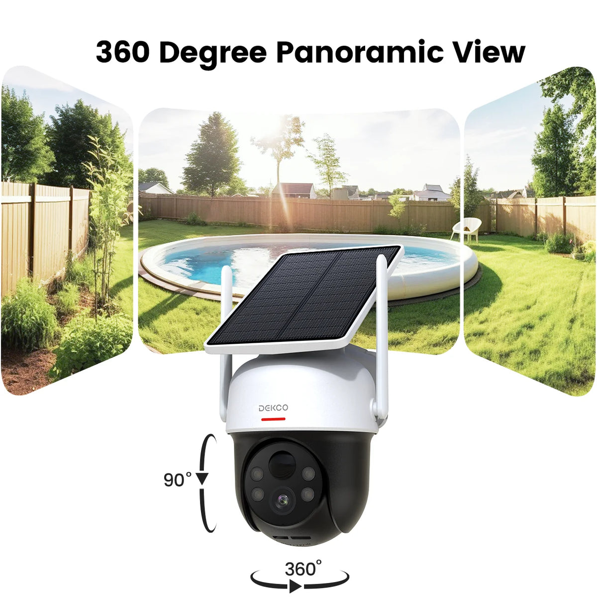 Dekco 3Mp Ptz Solar Wifi Security Camera Two Way Audio