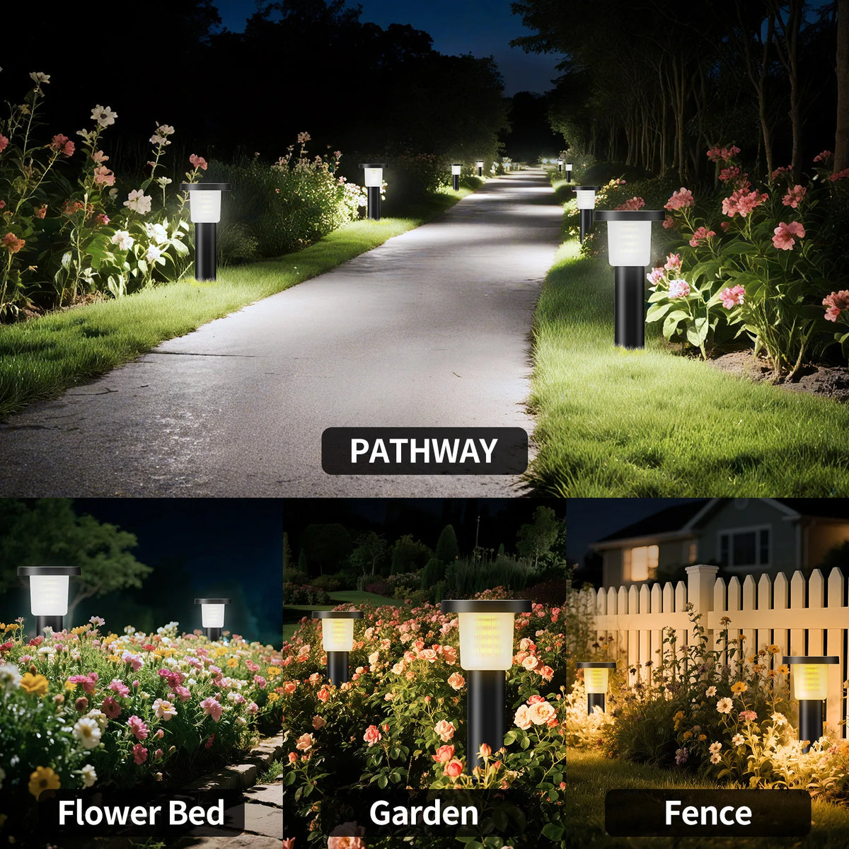 Intelamp Solar LED Pathway Lights For Lawn And Garden