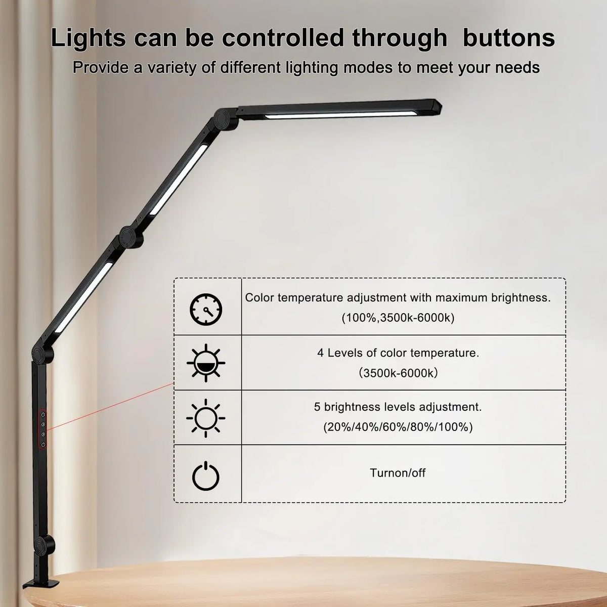 Modern Clamp Led Desk Lamp With Adjustable Swing Arm