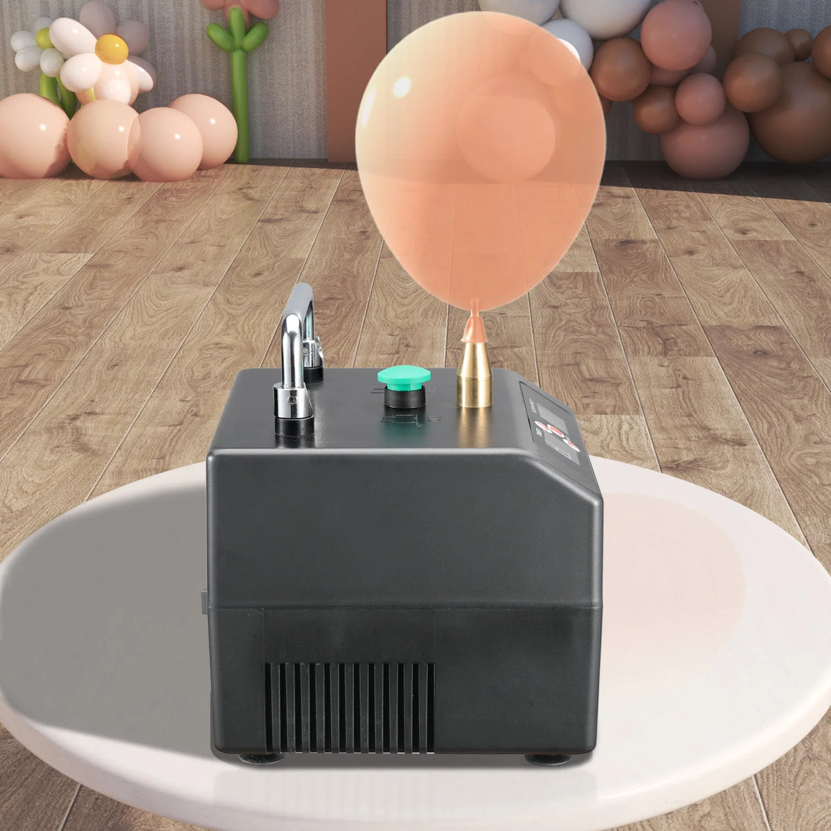 120W Electric Balloon Pump 110V-240V Balloon Inflator Copper Nozzle Air Blower with Battery Digital Timer and Counter for Party