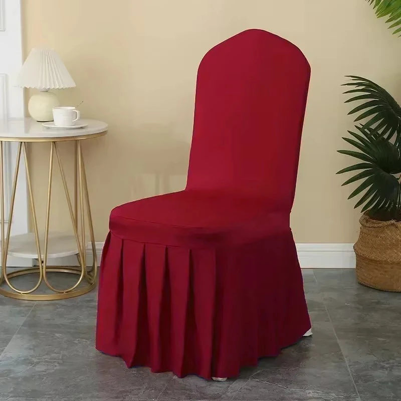 50/100pcs Pleated Skirt Spandex Chair Cover Hotel Banquet Party Events Wedding Decoration Dining Room Seat Protector Covers