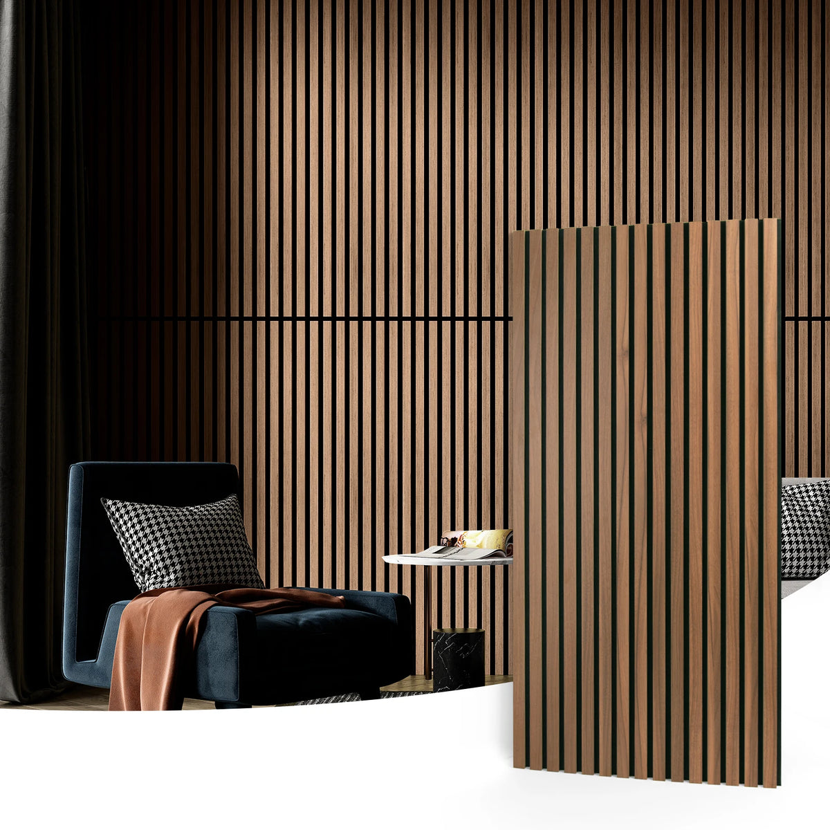 Art3d 2PCS Wood Slat Acoustic Panels 3D Fluted Sound Absorbing Wall Panel Home Decoration Use in Homes Offices Studios