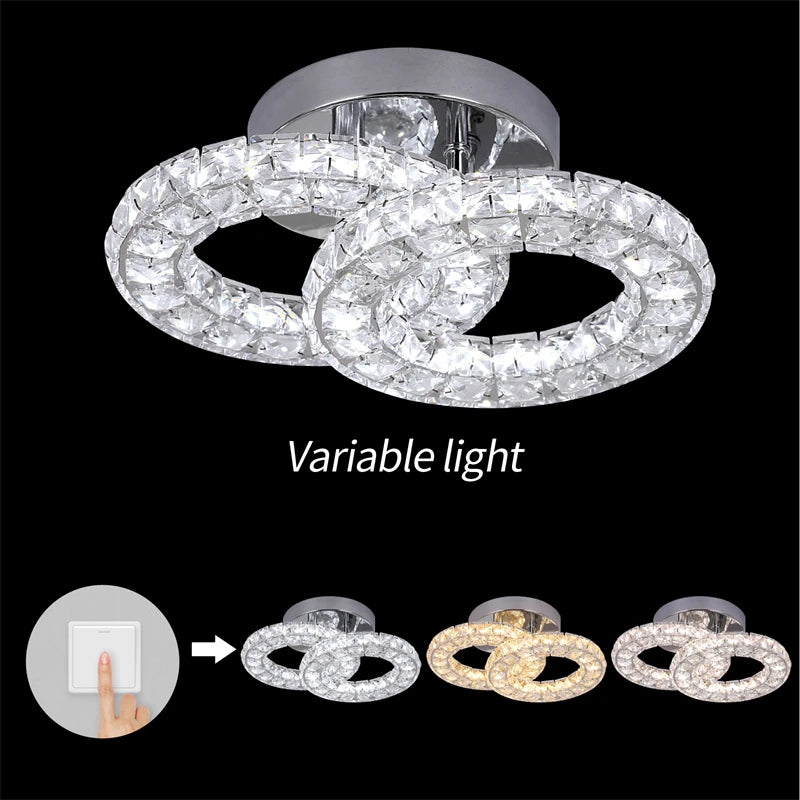 GreeLustr Modern Crystal Square Led Ceiling Light