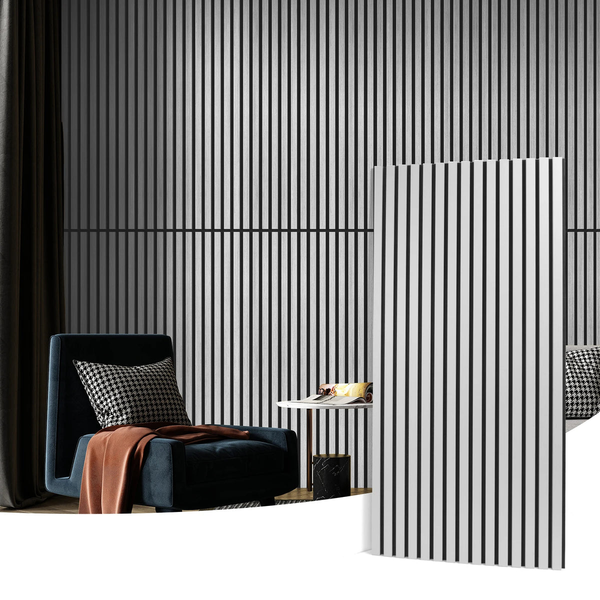 Art3d 2PCS Wood Slat Acoustic Panels 3D Fluted Sound Absorbing Wall Panel Home Decoration Use in Homes Offices Studios