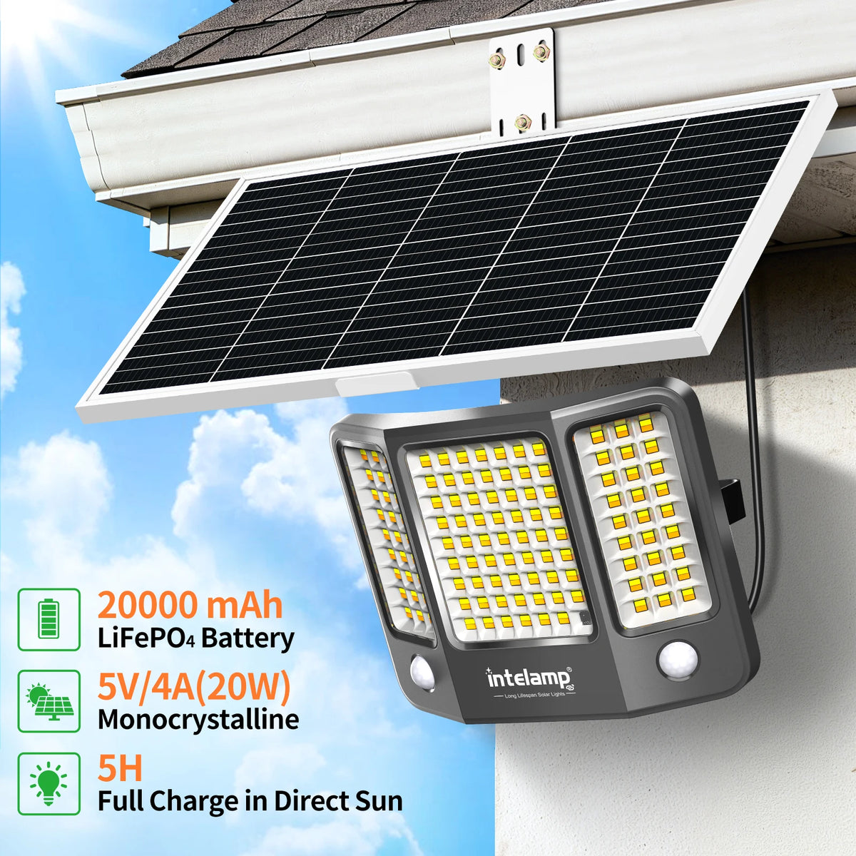 Intelamp Outdoor Solar Flood Light