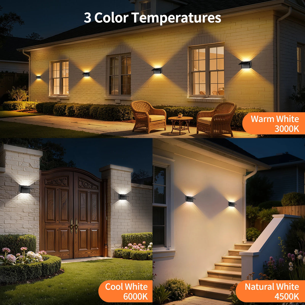 Intelamp Solar Wall Lights 2 Pack Outdoor