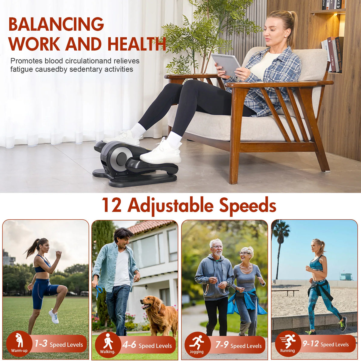 Gamewiu Under Desk Elliptical Exerciser With Remote