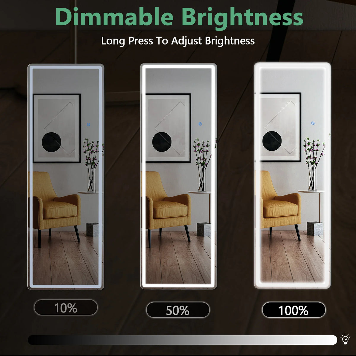 JHK 64x21 Inch Led Full Length Mirror with Stand Tempered Glass Aluminum Frame Hanging or Leaning Full Body Floor Mirror Standing or Wall Mount Modern Home Decor