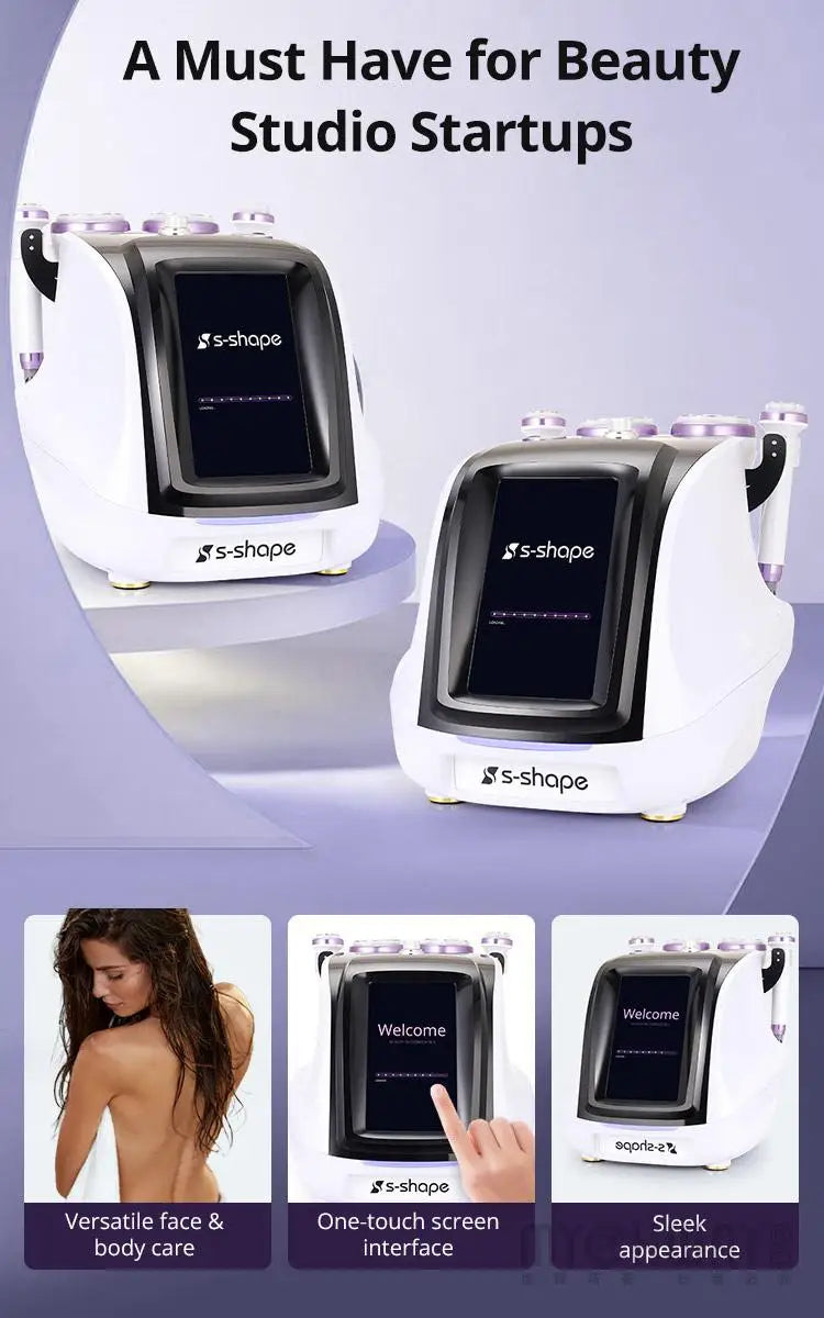 Professional S Shape Ultrasound EMS Vacuum Cavitation Machine for Body & Face Care