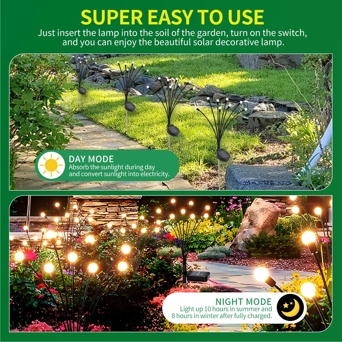 Solar Firefly Garden Lights Waterproof Outdoor Flexible