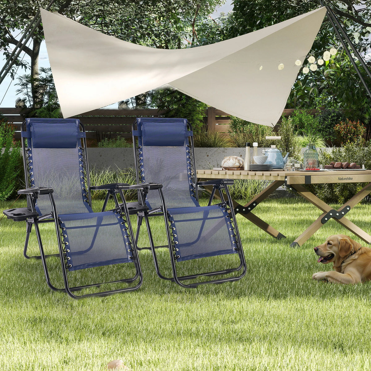 JHK Zero Gravity Outdoor Recliner With Adjustable Pillow
