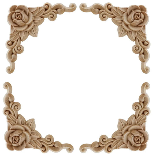 Floral Wooden Corner Appliques For Wall Decor