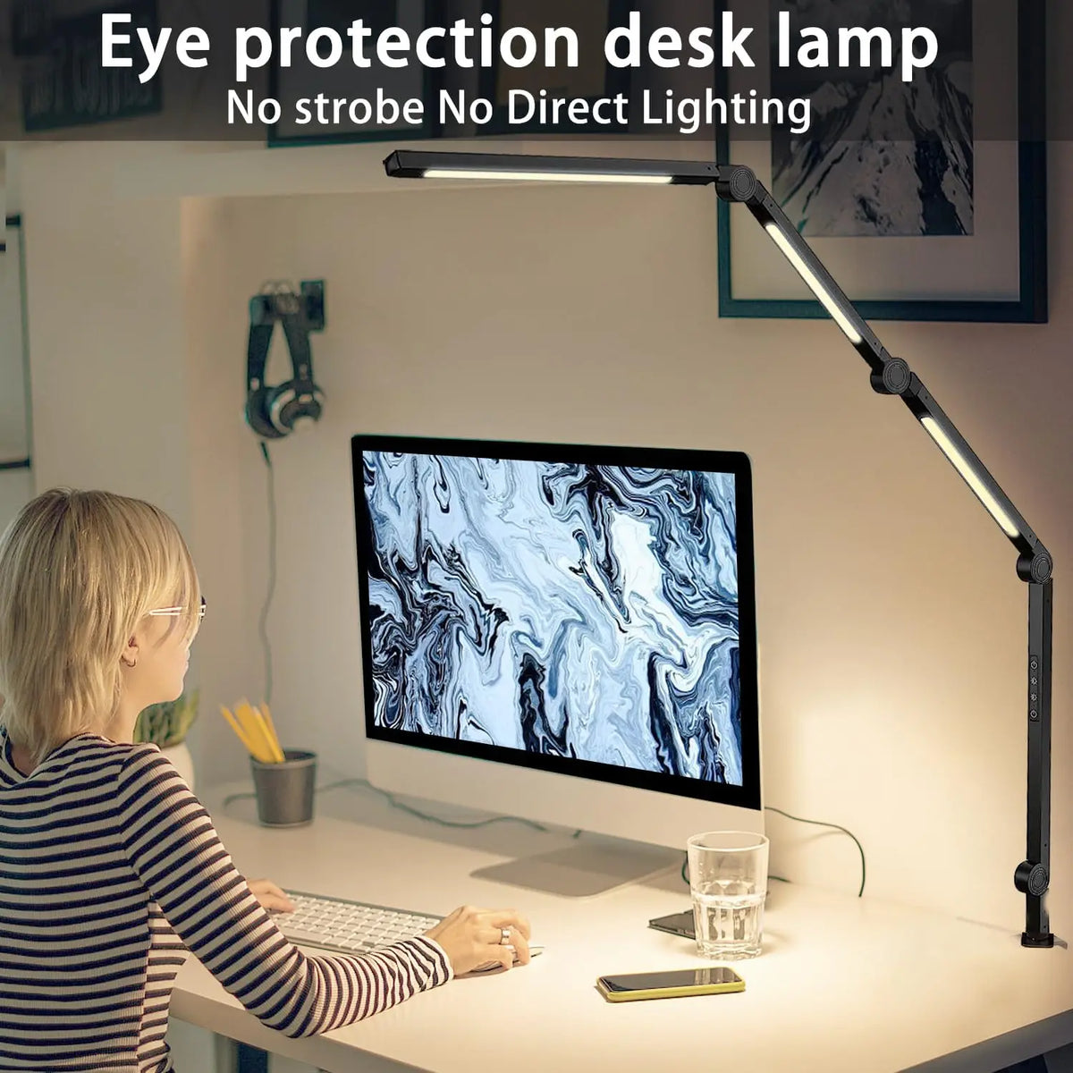Modern Clamp Led Desk Lamp With Adjustable Swing Arm