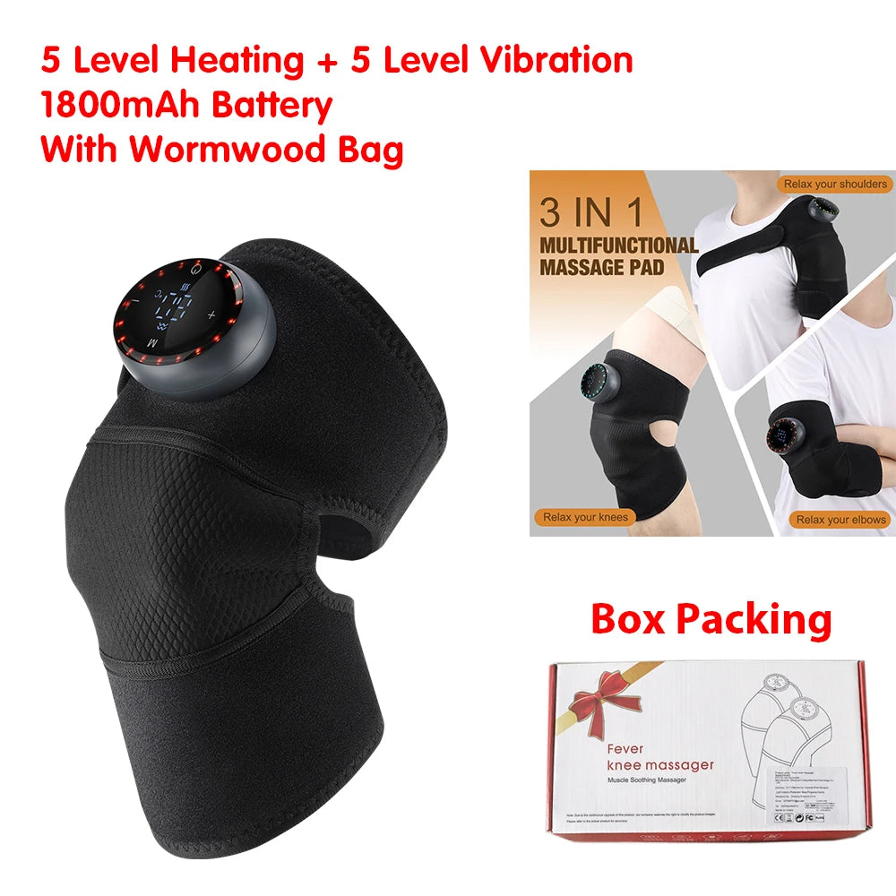 Rechargeable Knee Massager 3 Gear Vibration Massage Adjustable Shoulder Brace Electric Heating Pads Leg Knee Warmer